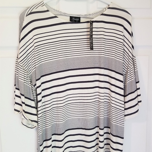 Knapp Studio Knit Top NWT Medium Off White Black - Picture 1 of 6
